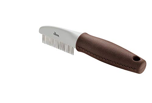 HUNTER SPA Pflegekamm mit rotierenden Zinken, zur Pflege von Deckhaar und Unterwolle, 19,0 x 4,0 cm, M, grau / braun von HUNTER