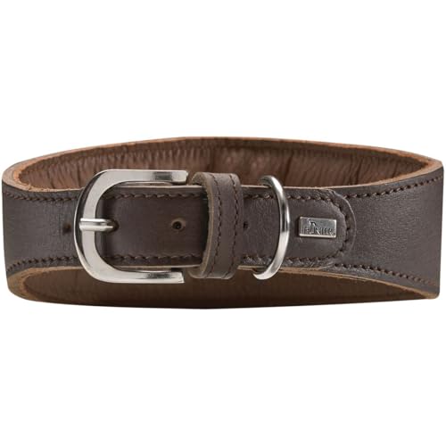 HUNTER SUPER SOFT Windhundhalsband, Leder, gepolstert, 52 (M), dunkelbraun von HUNTER