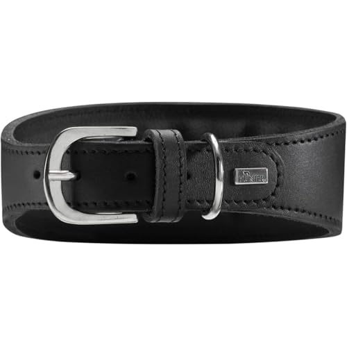 HUNTER SUPER SOFT Windhundhalsband, Leder, gepolstert, 52 (M), schwarz von HUNTER