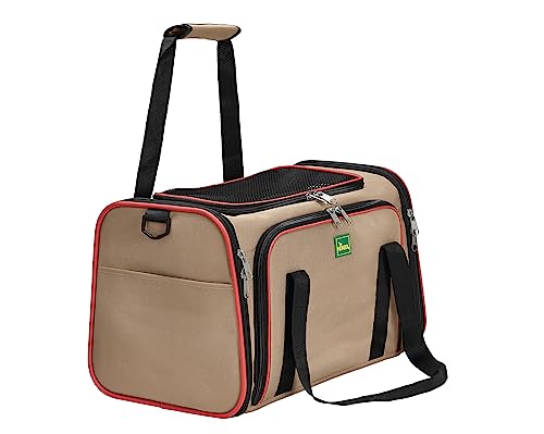 HUNTER SYDNEY Tragetasche für Hunde und Katzen, 45 x 28 x 28 cm, beige/rot von HUNTER