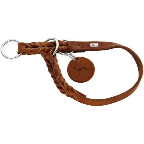 HUNTER SOLID EDUCATION Dressurhalsung für Hunde, Leder, weich, griffig, 45 (S-M), cognac von HUNTER