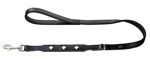 HUNTER Swiss Führleine für Hunde, mit Handschlaufe, schweizer Kreuz, Leder, hochwertig, 1,8/100 cm, schwarz von HUNTER