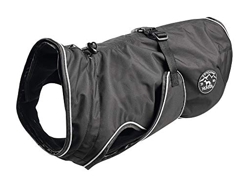 HUNTER Hundemantel UPPSALA 80, Farbe: schwarz, 2in1 Design mit herausknüpfbarem Innenfutter, wasserabweisend, reflektierende Paspeln, geschlossene Bauchseite, optimaler Sitz, Größe: 80 von HUNTER