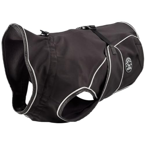 HUNTER Hundemantel UPPSALA SOFTSHELL, Farbe: schwarz, sportliches Design, wasser- und winddicht, mit weichem Fleece-Innenfutter, individuell einstellbar, reflektierend, waschbar, Größe: 45 von HUNTER