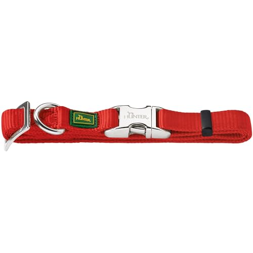 HUNTER VARIO BASIC ALU-STRONG Halsung, Hundehalsband, Nylon, Aluminium Steckverschluss, L, rot von HUNTER