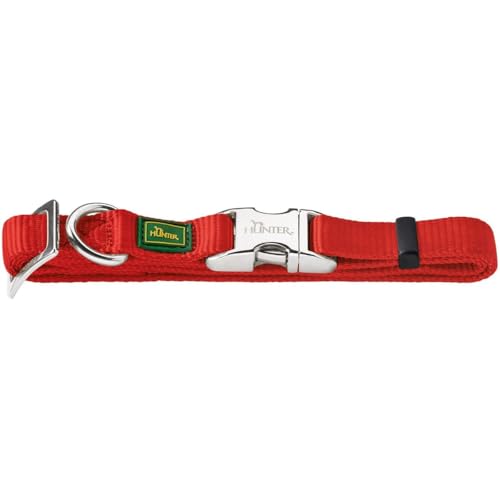 HUNTER VARIO BASIC ALU-STRONG Halsung, Hundehalsband, Nylon, Aluminium Steckverschluss, L, rot von HUNTER