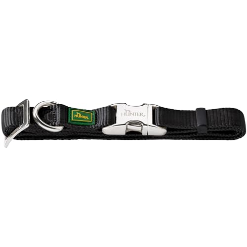 HUNTER VARIO BASIC ALU-STRONG Halsung, Hundehalsband, Nylon, Aluminium Steckverschluss, L, schwarz von HUNTER