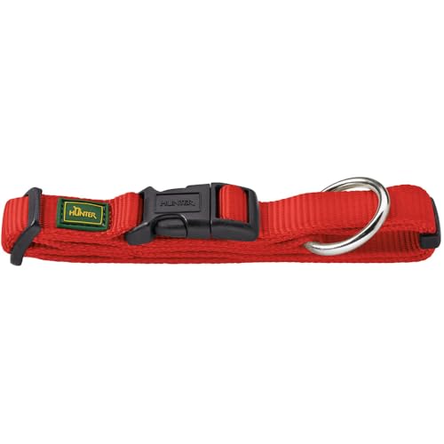 HUNTER VARIO PLUS Hundehalsung, Hundehalsband, Zugentlastung, robust, geschmeidig, Klickverschluss, L-XL/2,5, rot von HUNTER