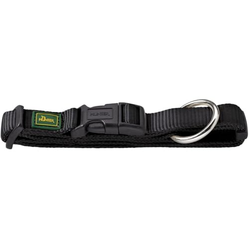 HUNTER VARIO PLUS Hundehalsung, Hundehalsband, Zugentlastung, robust, geschmeidig, Klickverschluss, M-L/2,5, schwarz von HUNTER