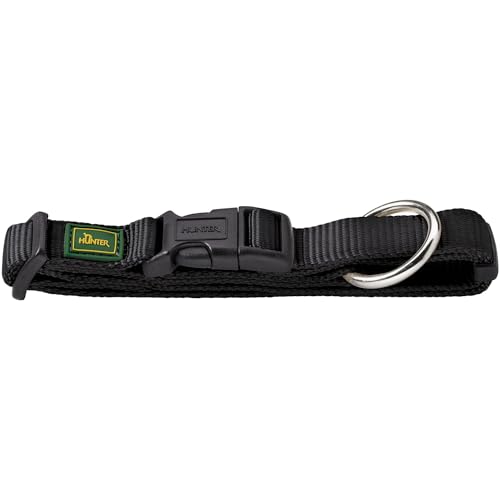 HUNTER VARIO PLUS Hundehalsung, Hundehalsband, Zugentlastung, robust, geschmeidig, Klickverschluss, M-L/2,5, schwarz von HUNTER