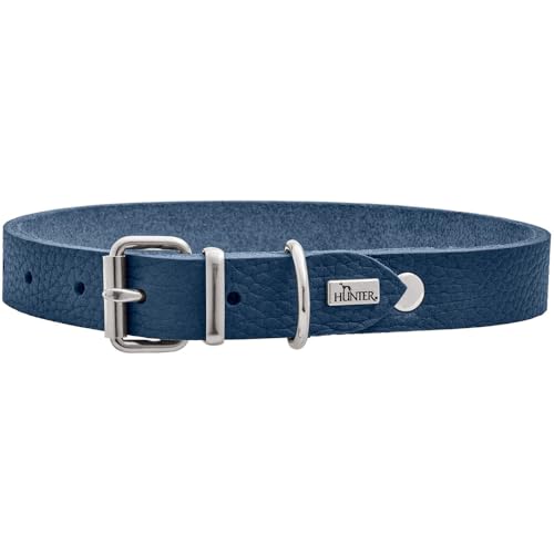 HUNTER Hundehalsband Grenada aus Leder, Farbe: Dunkelblau, handgefertigt in Deutschland, für Training und Alltag, robust, komfortabel, Schlichtes, Elegantes Design, Größe: XS, Umfang: 24-28 cm von HUNTER