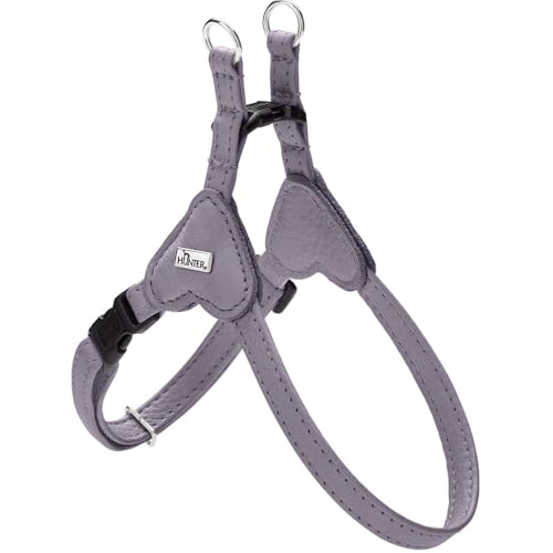 HUNTER Hundegeschirr SOHO Mini, Farbe: Flieder-grau, Rindsleder, weich & geschmeidig, fellschonend, leicht, für kleine Hunde & Welpen, Made in Germany, Größe: XS-S von HUNTER