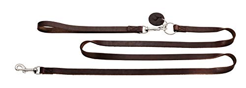 HUNTER SOLID EDUCATION Kombileine 6in 1 für Hunde, Führschlaufe, Umhängeleine, Koppel, Langleine, Führleine, Kurzführer, Leder, 1.8 x 310 cm, dunkelbraun von HUNTER