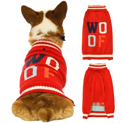 Hundepullover für kleine Hunde, Mädchen oder Jungen, Logo "WOOF", geeignet für ein Gewicht von 6,8–11,3 kg, Größe M von PONLEE