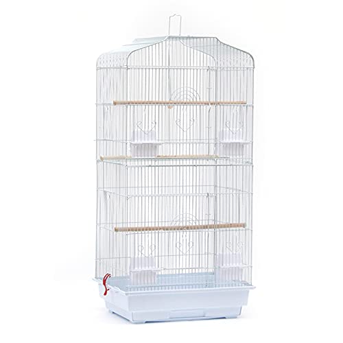 HUOLEVogelkäfig Papageienkäfig mit Vogeltreppe, herausnehmbare Bodenschale,Vogelkäfig Vogelhaus Vogelvoliere Wellensittich Vogelbauer mit ausnehmbarer Bodenschale(46 * 36 * 92 cm (weiß)) von HUOLE