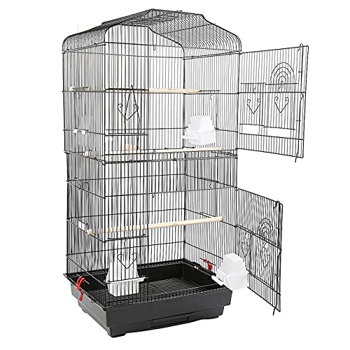 HUOLE Vogelkäfig Vogelvoliere Käfig Vogel Tierkäfig,Vogelvoliere Vogelkäfig Türen Vogelhaus,Vogelkäfig,(46 * 36 * 92 cm (schwarz)) von HUOLE