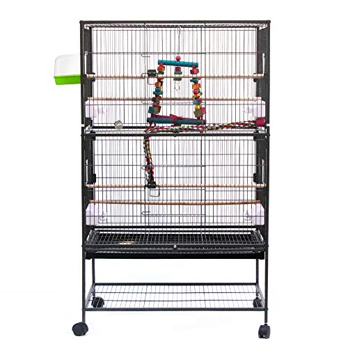 HUOLE Vogelvoliere Vogelkäfig Käfig für Wellensittich Papageien Vogelhaus Tierkäfig mit 4 Rollen,Vogelvoliere Vogelkäfig Türen Vogelhaus,Vogelkäfig,78 * 52 * 132cm von HUOLE