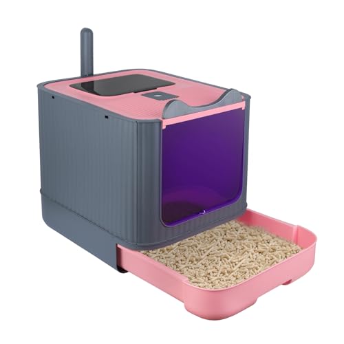 Katzentoilette, selbstreinigend, Katzentoilette, automatisch, selbstreinigend, für Katzen, für Katzen mit ultravioletten Strahlen - 44,5 x 36,5 x 34,5 cm, UV-Rosa von HUOLE