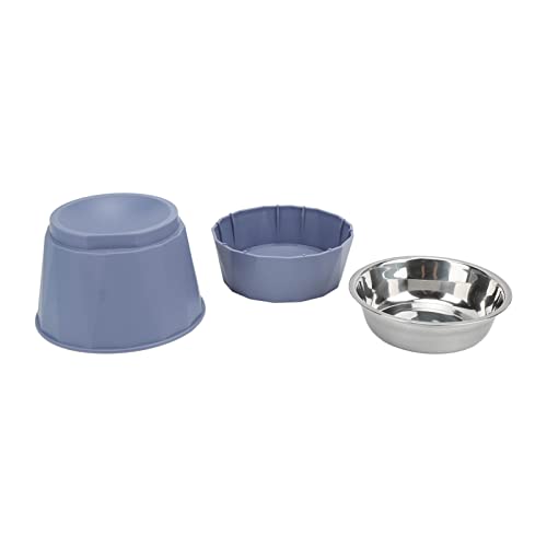 HUONIU Edelstahl-Erhöhungsnapf für Katzen und Hunde, doppelt (Blue [high Double Bowl]) von HUONIU