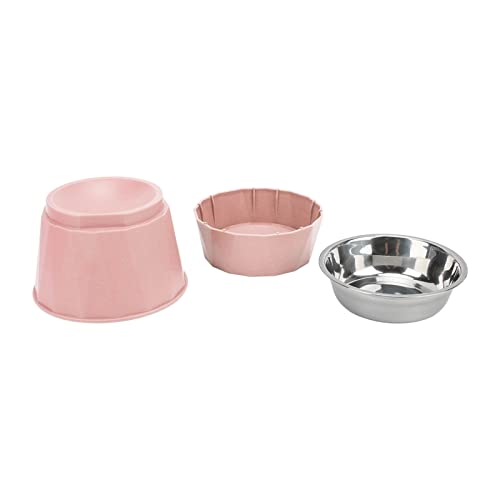 HUONIU Edelstahl-Erhöhungsnapf für Katzen und Hunde, doppelt (Pink [high Double Bowl]) von HUONIU