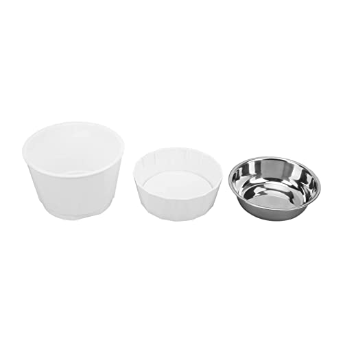 HUONIU Edelstahl-Erhöhungsnapf für Katzen und Hunde, doppelt (White [high Double Bowl]) von HUONIU