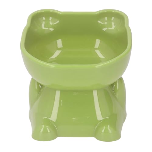 HUONIU Erhöhter Katzenfutter und Wassernapf mit Cartoon Design in Braun (Green) von HUONIU