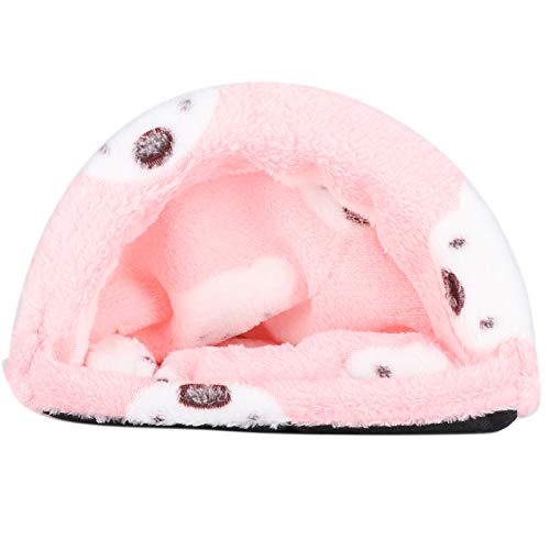 HUONIU Flanell-Kleintierbett für den Winter, warmes Haus für Hamster und Nagetiere, bequemes Haustierbett (Pink) (L) von HUONIU