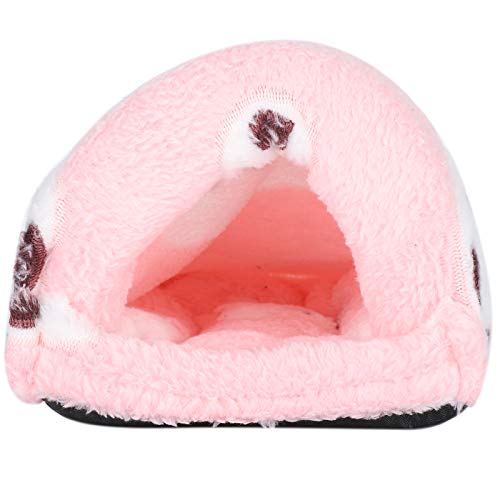 HUONIU Flanell-Kleintierbett für den Winter, warmes Haus für Hamster und Nagetiere, bequemes Haustierbett (Pink) (S) von HUONIU