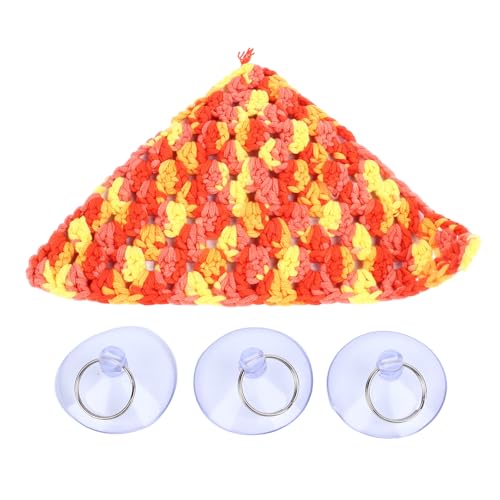 HUONIU Hamster Hängematte Weiche Woven Net mit starken Saugnäpfen für Reptilien Rot Gelb Gemisch Dreieck Hängematte Klein (Triangular Large Size) von HUONIU