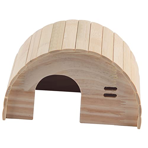 HUONIU Hamsterhaus aus Holz mit Bogenbrücke, Unterschlupf für kleine Haustiere von HUONIU