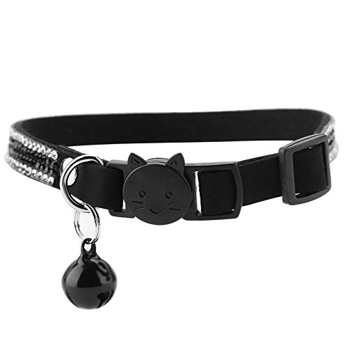 HUONIU Haustierhalsband mit Glöckchen und Kristallen, weiches und bequemes Halsband für Katzen und Hunde (Rot, S) (S) von HUONIU