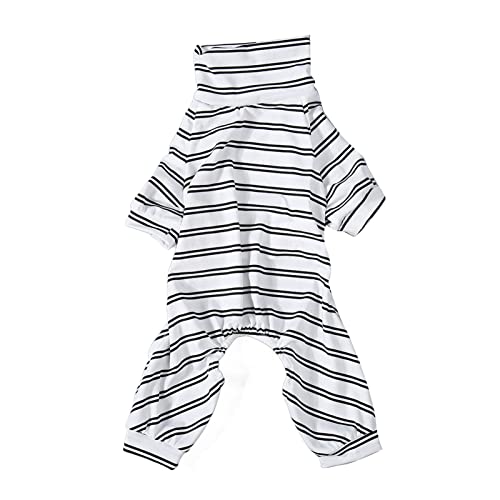 HUONIU Hunde-Pyjama, gestreifte Sommerkleidung, vierbeiniges Haustier-Overall-Set (M) von HUONIU