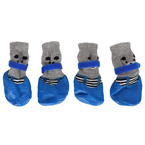 HUONIU Hundeschuhe für den Innenbereich, staubdicht, bequem und niedlich, 4-teiliges Set, Blau (Größe S) (M) von HUONIU