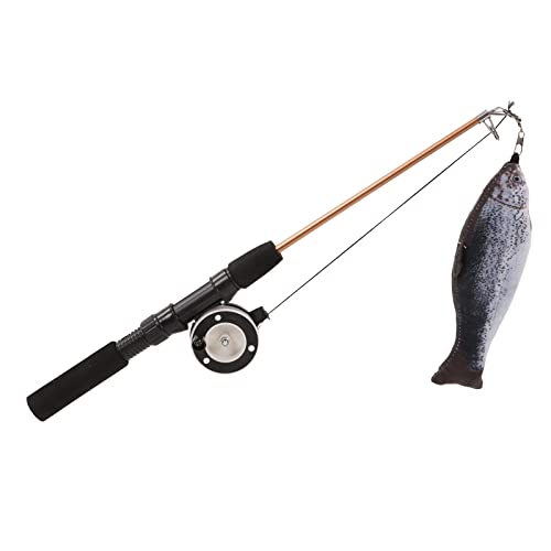 HUONIU Interaktiver Katzenstab mit simuliertem Fisch und einziehbarer Angelrute (Salmon+Fishing Rod) von HUONIU