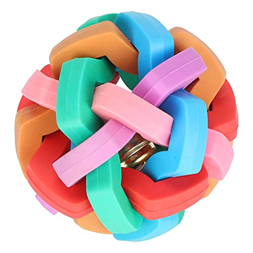 HUONIU Interaktives Spielzeug für Hunde und Minischweine, bunter Ball mit Glöckchen und geflochtener Faser, Kauspielzeug, mittelgroß (85 x 45 x 15 cm / 33,46 x 17,72 x 5,91 Zoll) von HUONIU