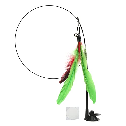 HUONIU Katzenfederstab mit Saugnapf, interaktives Haustierspielzeug, Blauer Fliegender Fisch (Green Feather) von HUONIU