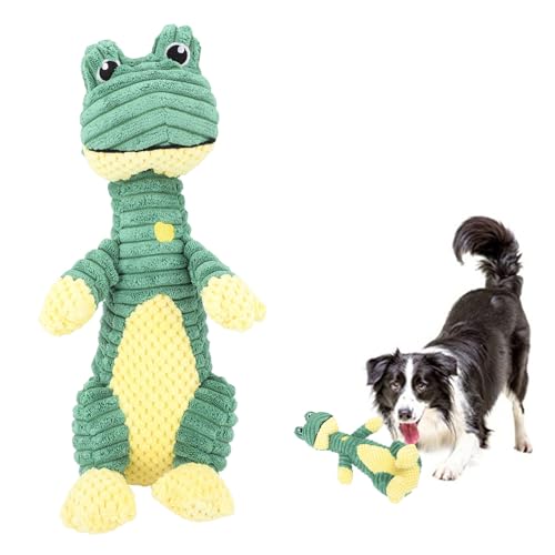 HUONIU Plüsch-Hunde-Quietschspielzeug, niedliche Tierform, interaktiv, reduziert Langeweile, ausgestopftes Hunde-Kauspielzeug, Welpen-Kauspielzeug zum Zahnen, für kleine, (Frog) von HUONIU