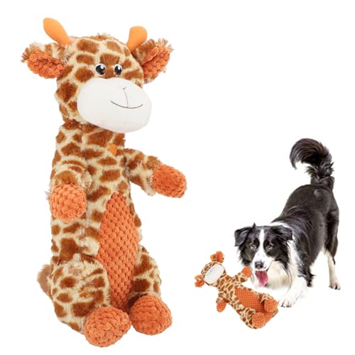 HUONIU Plüsch-Hunde-Quietschspielzeug, niedliche Tierform, interaktiv, reduziert Langeweile, ausgestopftes Hunde-Kauspielzeug, Welpen-Kauspielzeug zum Zahnen, für kleine, (Giraffe) von HUONIU