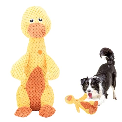 HUONIU Plüsch-Hunde-Quietschspielzeug, niedliche Tierform, interaktiv, reduziert Langeweile, ausgestopftes Hunde-Kauspielzeug, Welpen-Kauspielzeug zum Zahnen, für kleine, (Yellow Duck) von HUONIU