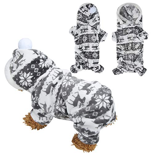 HUONIU Plüschkleidung für Hunde und Katzen, vierbeiniger Overall, Hirsch-Pyjama, Grau, L (XL) von HUONIU