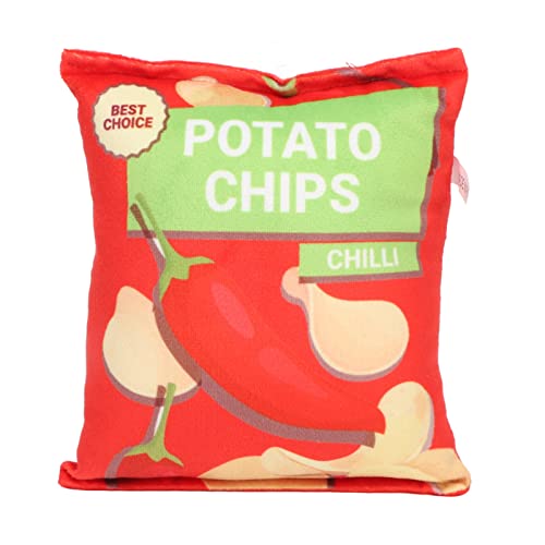 HUONIU Quietschendes Hundespielzeug aus Plüsch, interaktives Kartoffelchips-Design für spannende Spielzeit (Chili-Rot) von HUONIU