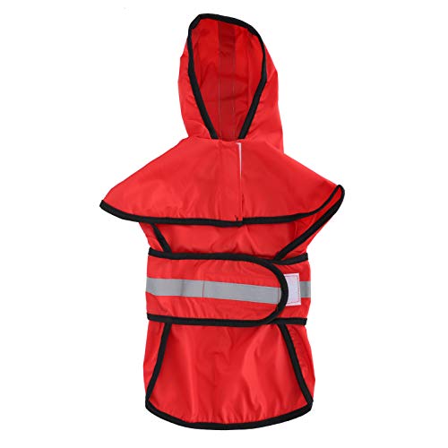 HUONIU Wasserdichter Hundemantel, Regenjacke mit Kapuze und reflektierendem Streifen für Haustiere, XL, Rot (S) von HUONIU