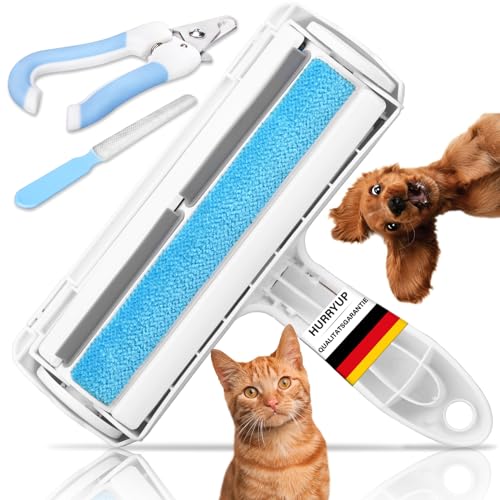 HURRY UP 3 Stück Tierhaarentferner, Katzen Haarentfernung, Fusselrolle Tierhaare Wiederverwendarer,mit Krallenschere für Hunde, Krallenschere Katzen, Katzenhaarentferner für Tierhaare, Sofa, Bett von HURRY UP