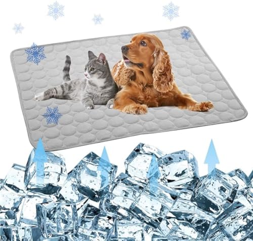 HURUMA Washable Dog Cooling Mat Ice Silk Pet Self Cooling Pad Blanket,Summer Reusable Dog Heat Dissipation Pad,Self Cooled Foldable Pet Sleeping Pad for Bed Sofa Floor Kennel von HURUMA