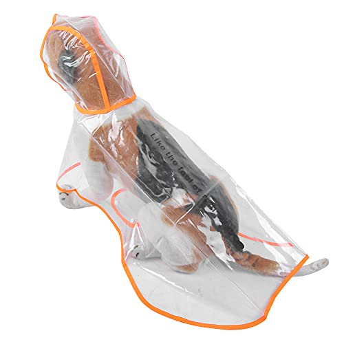 HUSHUI PU Transparent Orange Edge Pet Wasserdichter, Regenfester Regenmantel mit Kapuze, Regenumhang, Mantel, Jacke, Kleidung Hunde und Katzen (3XL) von HUSHUI