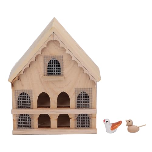 HUSHUI Puppenhaus aus Holz Im Maßstab 1:12, Hohe Simulationsdekoration, Miniatur-Vogelhaus mit 2 Vögeln, 1 Aufkleber von HUSHUI