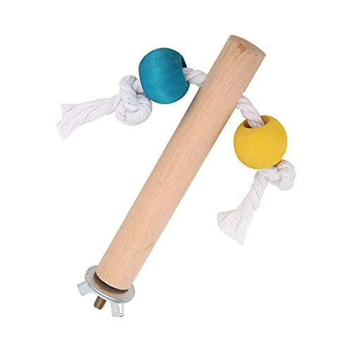 HUSHUI Vogelkäfig-Sitzstange mit Farbigen Perlen und Baumwollseil, Papageien-Kaustation, Stabspielzeug (1,5 * 10 cm) von HUSHUI
