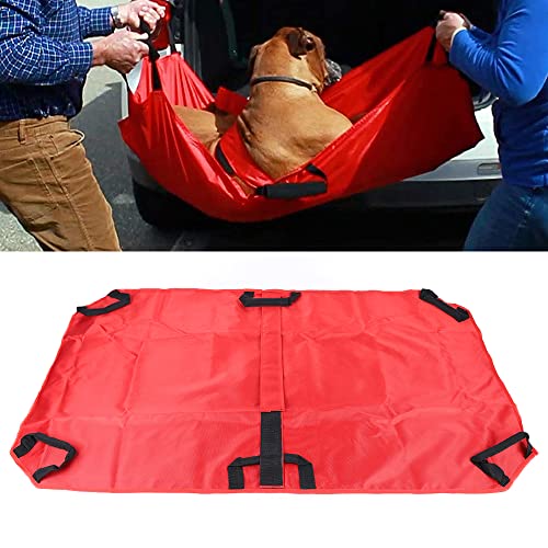 HUSPOO Anti Biss Tier Bahre Haustier, Faltbare Haustier Hund Tiertrage mit Sicherheitsgurt 6 Griffe, Transport-Stretcher Emergency Animal Carrier Pet Stretcher für Hunde und Andere (Rot) von HUSPOO