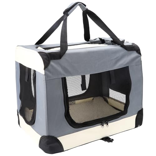 Zusammenklappbare Transporttasche für Welpen, 60,2 x 42,2 x 43,9 cm, faltbare Tragetasche für Hunde, Katzentragetasche, weiche Seiten, Haustier-Reisetasche, unter 9 kg, Welpen-Tragetasche für kleine, von HUYBACK