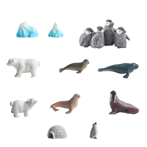 HVRFJXI Simulation Iglos Penguine Figur Set Für Die Fischtank Dekoration Mit Eisbergs Aquarien Landschaft Accessoire von HVRFJXI